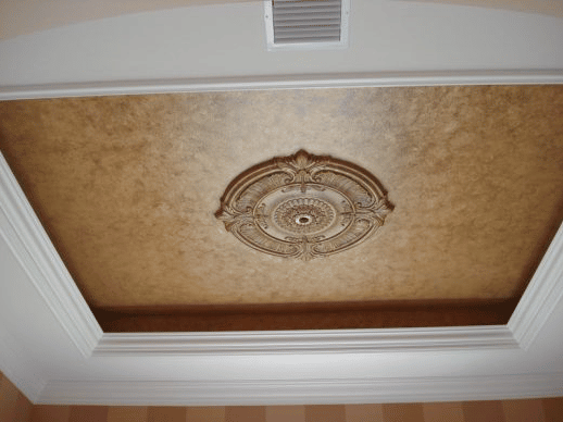 Ceiling - Ragged Finish with Metallic Medallion